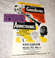 1953 LOUIS ARMSTRONG BENNY GOODMAN Original Unused Ticket & HANDBILL FLYER USA