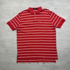 Ralph Lauren Polo Shirt Mens Large Red Blue Pony Short Sleeve Classic Fit