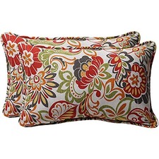 Bright Floral Indoor/Outdoor Throw Lumbar - 11.5" x 18.5" Green/Red Zoe