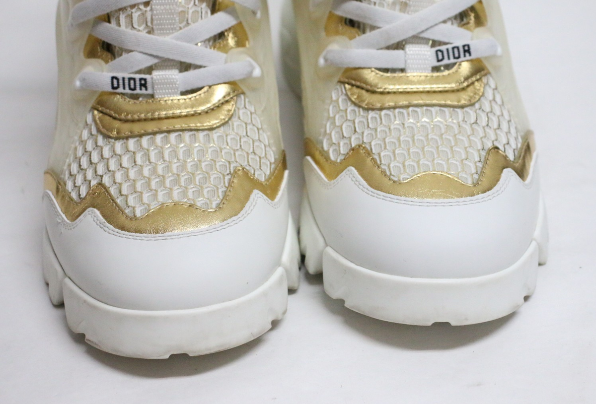 Christian Dior Womens D-Connect Chunky Lace Up Sneakers Cream