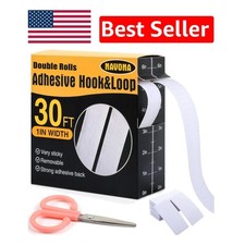 30Ft x 1 Inch Adhesive Hook and Loop Tape for Home, Office, School Projects