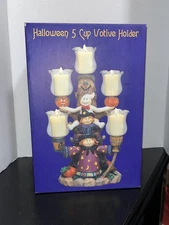 Vintage Trick N’ Treats Halloween 5 Cup Votive Candle Holder Decoration