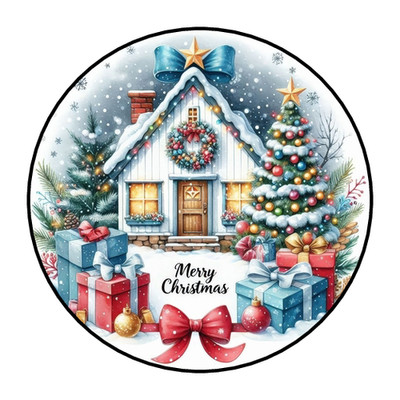 30 MERRY CHRISTMAS STICKERS ENVELOPE SEALS LABELS TAGS 1.5'' ROUND HOUSE FAVORS