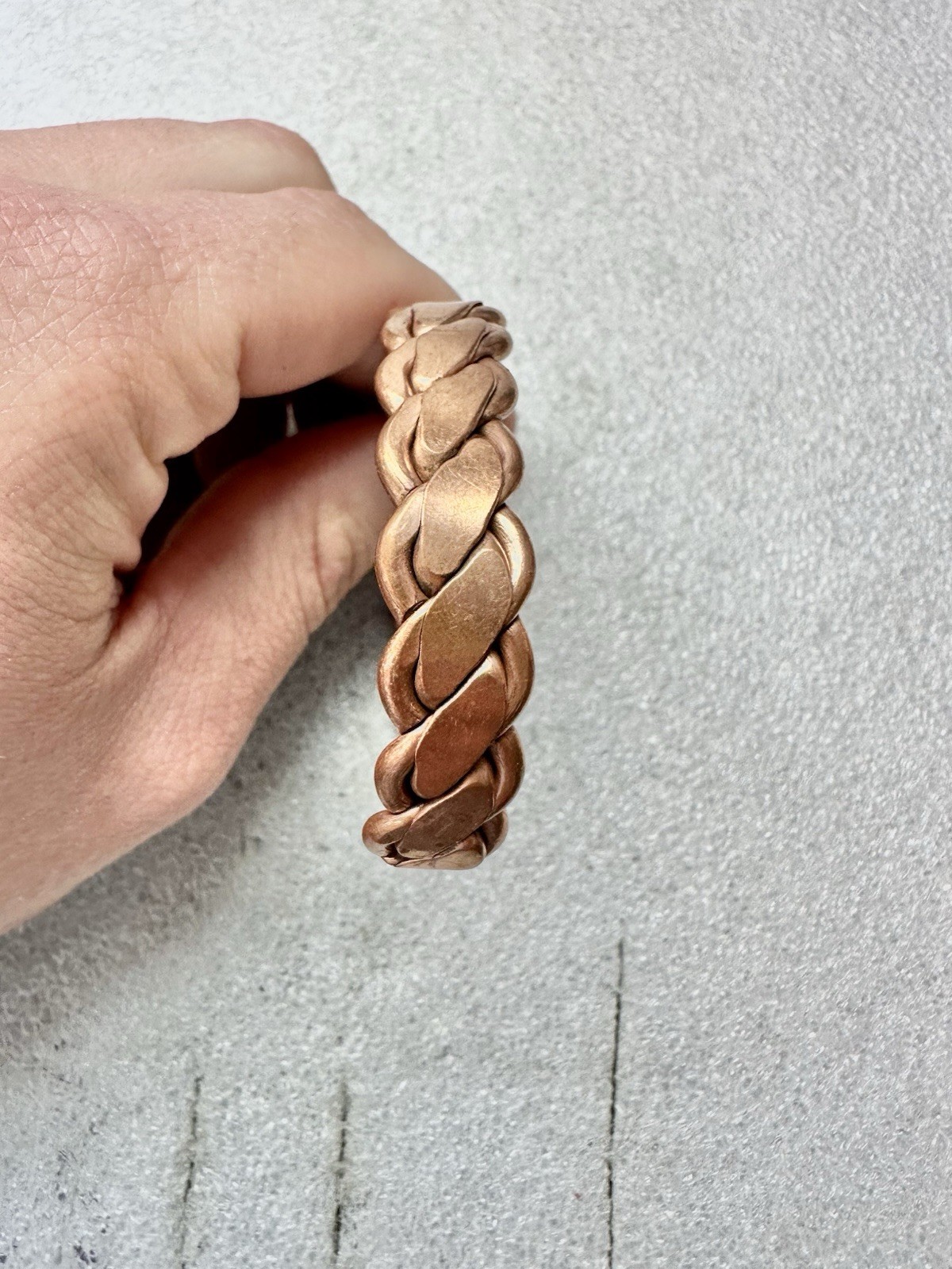 Solid COPPER Flattened Cubano Link Cuff Bracelet - image 3