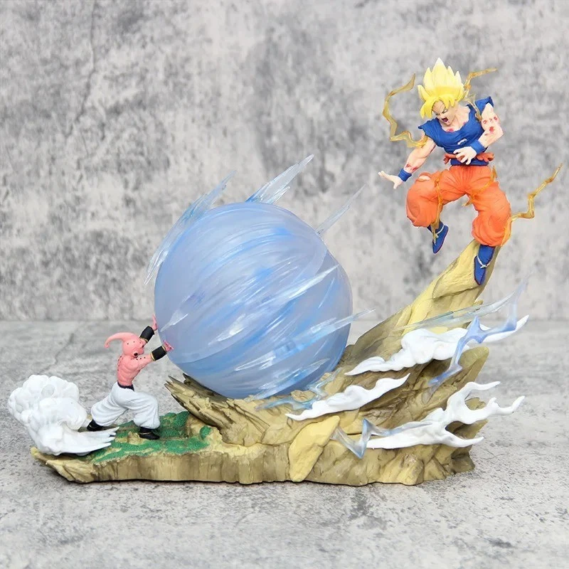 Figurine Dragon Ball Z – Son Goku Super Saiyan vs Majin Buu – Kamehameha LED - Photo 3/4