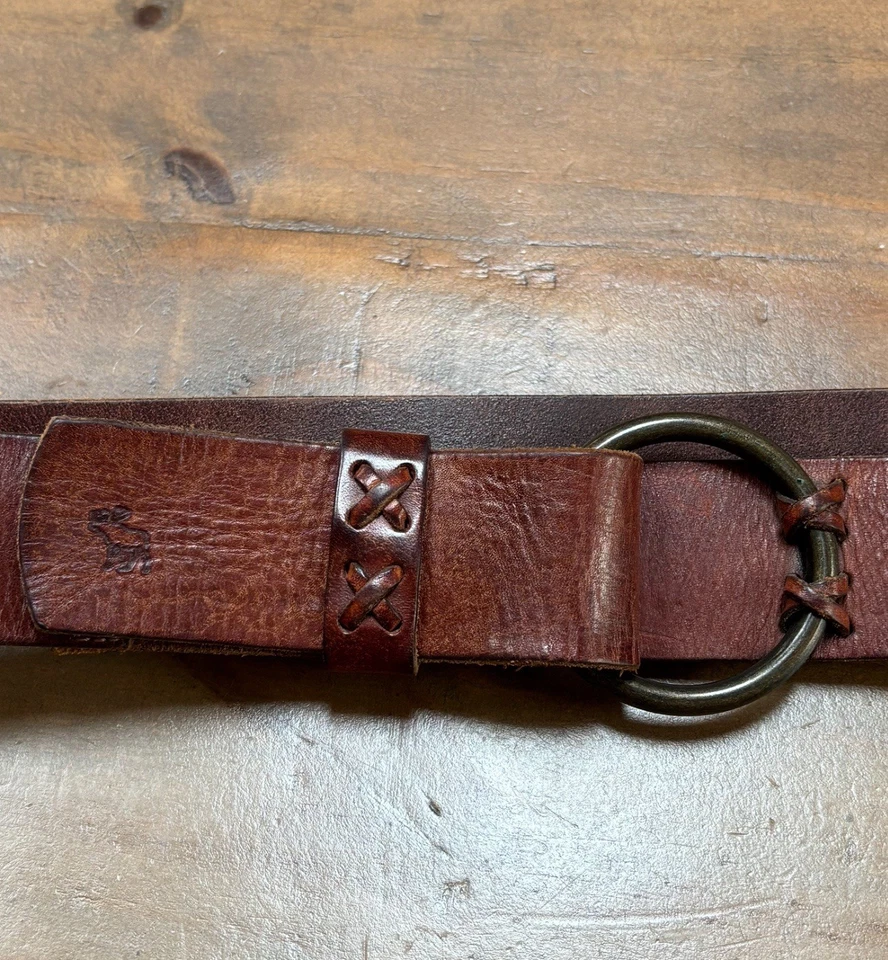 Cinturón de cuero marrón gancho y bucle Abercrombie & Fitch talla M logotipo Foto 2 de 4