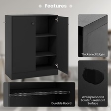 Storage Cabinet Modern Accent Cabinet with 3 Shelves-Black 2-Door