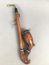 Vintage Fajka myśliwska -Fajka wtykowa - Drewniana fajka z drewna korzeniowego, długość 30 cm.