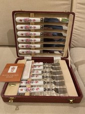 Vintage Twelve-Piece Royal Crown Derby Derby Posies Cutlery Set BOXED