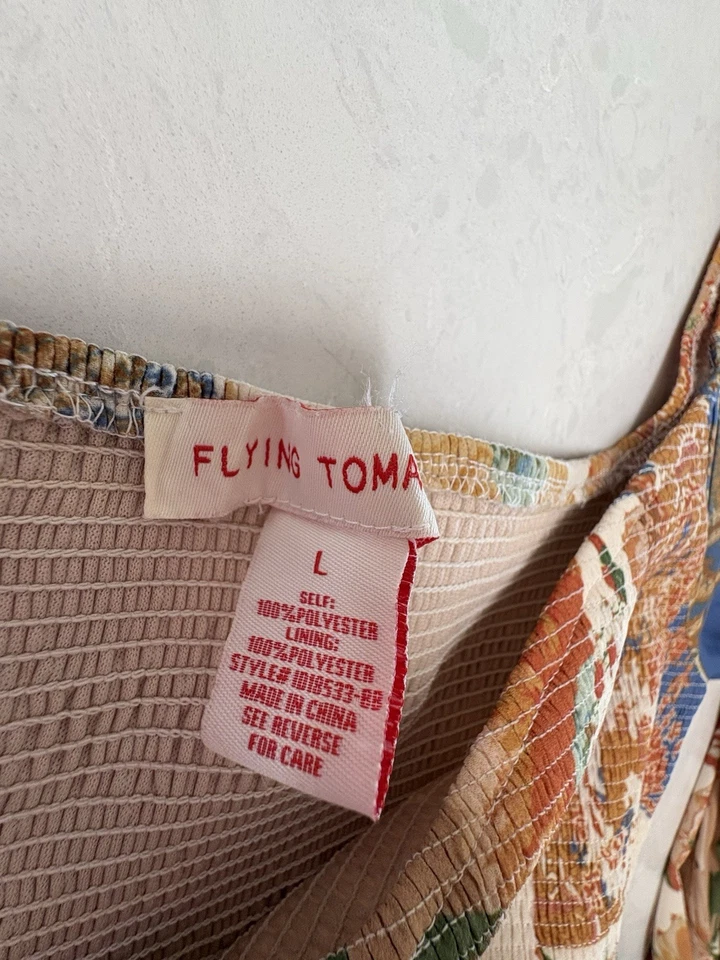 Flying Tomato Dress L Cottagecore Smocking Long Sleeves Short - Image 2 of 4