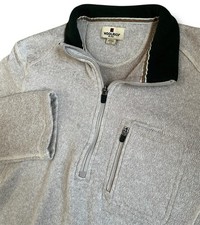 Woolrich 1/4 Zip Pullover Sweater Mens Sz Large Beige Polyester Green Collared