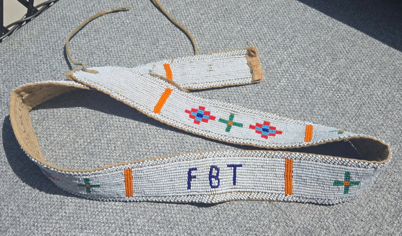 Rare! Antique Native American Beaded Belt Cheyenne Sinew Sewn Lazy Stitch