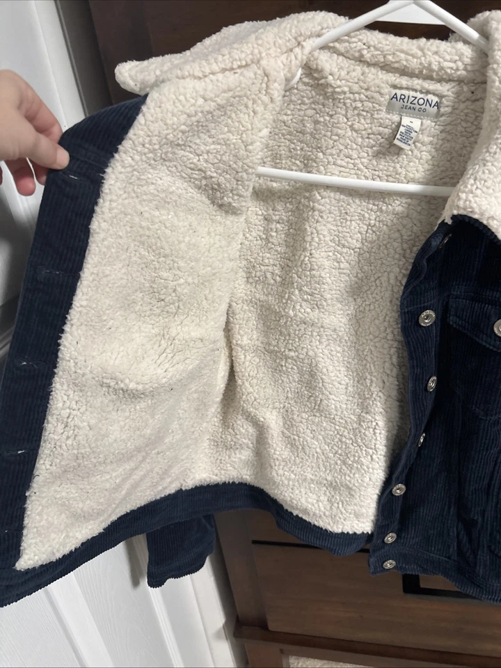 Arizona Jean Co Corduroy Jacket With Sherpa Lining Dark Blue Size Medium Women - Image 4 of 4