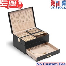 3 Layer Jewelry Box - Women Jewelry Box with Retractable Tray