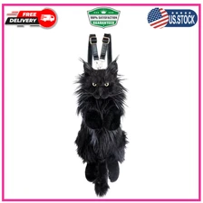 Cat Shaped Backpack - Handcrafted Stuffed Animals Bag, Black Cat Plush Bag wi...