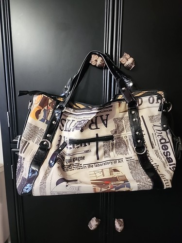 Unbranded Newspaper Patern Handbag Purse Tote USED
