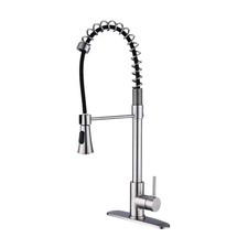 PA Modern Single Handle Spring High Arc Kitchen Faucet Brushed Nickel