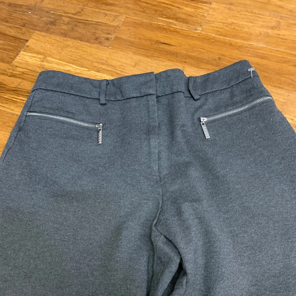 Pantalones acampanados grises DKNY para mujer bolsillos con cremallera elásticos talla 10 ropa de trabajo carrera Foto 2 de 4