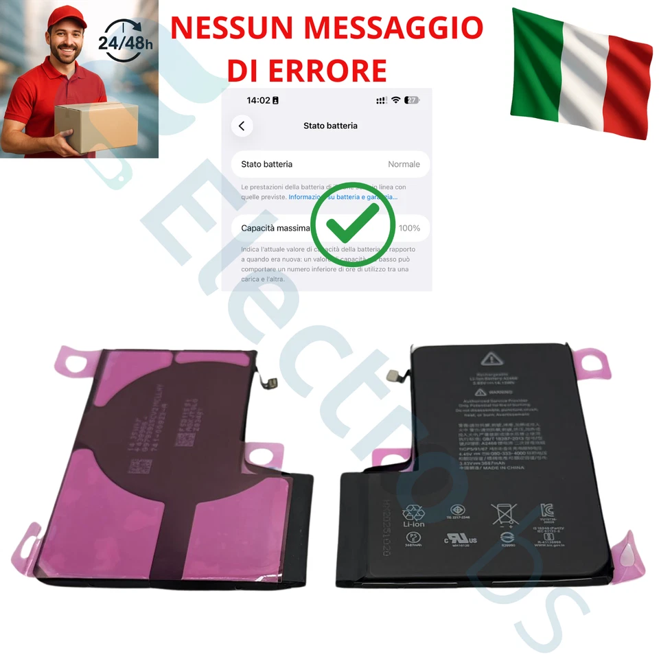BATTERIA PER APPLE IPHONE 12 PRO MAX RICAMBIO NO ERRORE E MESSAGGIO 100%