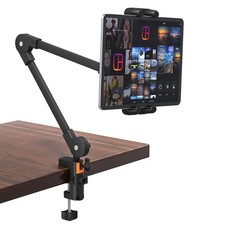 Table Tablet Stand, 360 Swivel Desktop Stand with Adjustable Long Arm, Compat...