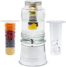 Glass Drink Dispenser for Parties - 2.4 Gallon Large Capacity Beverage Dispen...