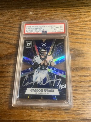 POP *1*2016Carson Wentz Optic X-factor Blue PSA 10 Auto 10 /149 See Description.