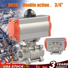 3/4 3-piece Dual-acting Pneumatic Air Actuate...