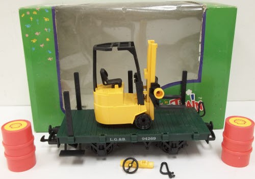 LGB 94269 Flatcar con carretilla elevadora y barriles LN/caja | Zustand: Used