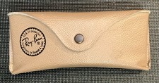 Ray-Ban Soft Beige Faux Leather Sunglasses Case Snap Patent Pending 8