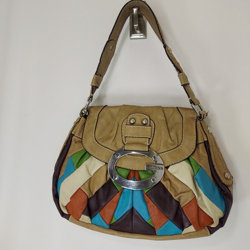 Guess Patchwork Leather Purse Hobo Vintage 90's Y2K Shoulder Bag G Monogram - Picture 9 of 18