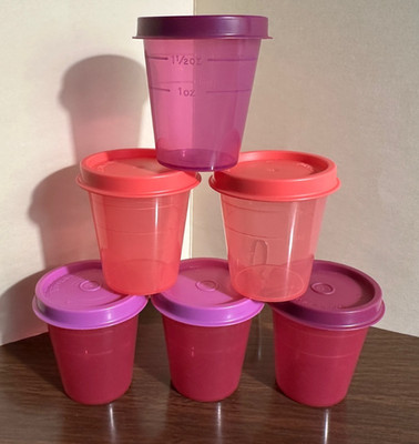 Tupperware Tupper Mini Midgets Container 2oz Set of 6 Dark Pink / Purple  -  NEW