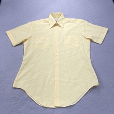 VINTAGE Sears Shirt Mens 15.5 Yellow Perma Prest Easy Care Short Sleeve Camp 80s