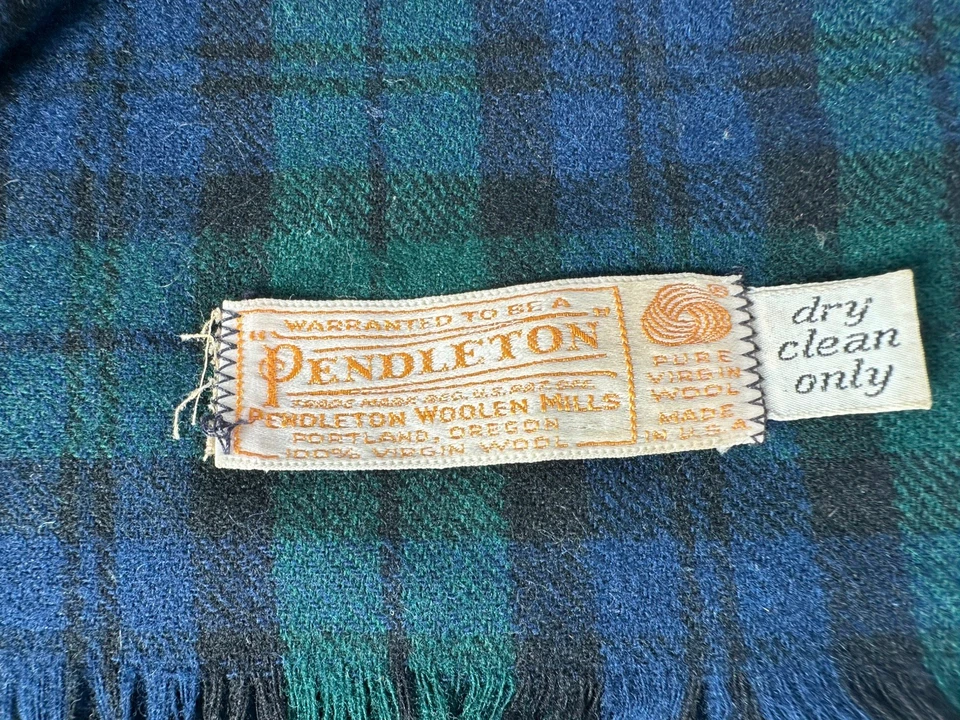 Pendleton Unisex Años 70 De Colección 100% Lana Virgen Tartán Cuadros Heritage Bufanda con Flecos Foto 3 de 4