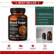 Blood Sugar Support Capsules Sunergetic Chromium Bitter Melon Cinnamon 60 Ct