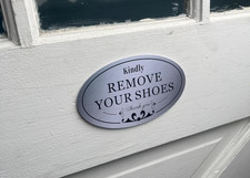 2 Pack Kindly Remove Your Shoes Sign Oval Please Take Off Shoes Door Sticker New