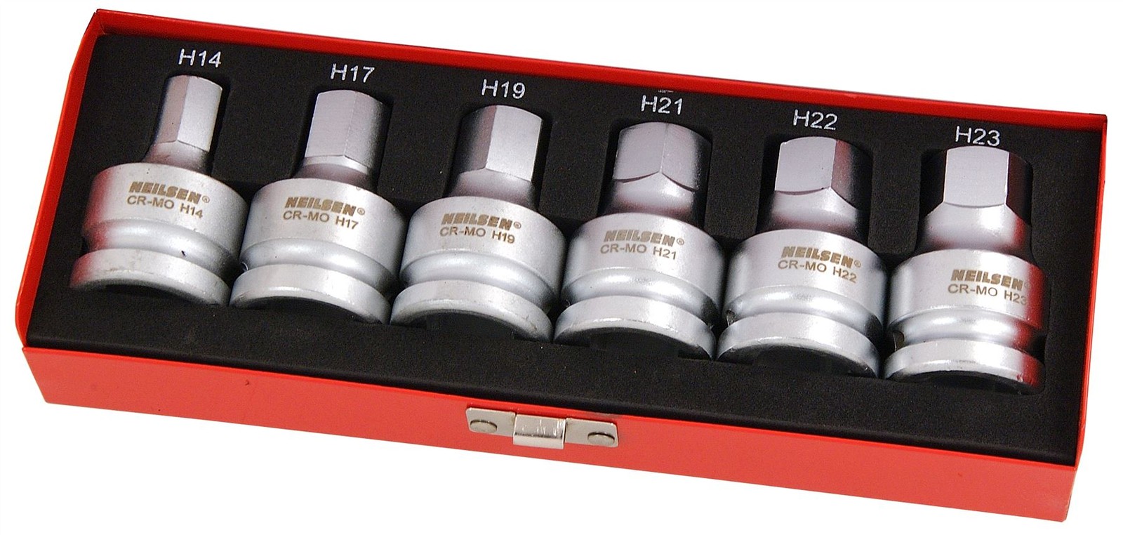 6pc 3/4In Hex Bit Set Dr/Crm 14, 17, 19, 21, 22 & 23mm In Storage Tin
