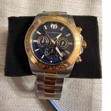 TechnoMarine Manta Ray Chronograph Blue Dial Gold Silver Watch w/ Box