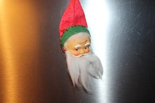 RUBBER FACE SANTA CHRISTMAS ORNAMENT RED HAT SEQUINS WHITE BEARD. WHOW  