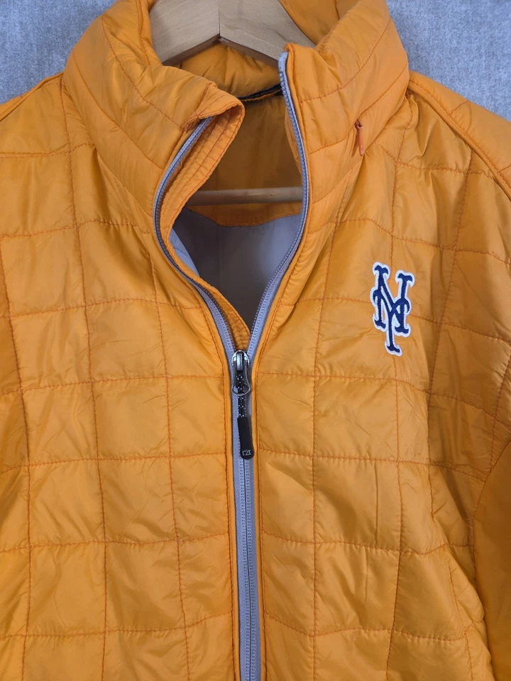 Cutter & Buck NY Mets Baseball Orange Hooded Puffer Jacket Womens XL Primaloft - Image 4 of 4