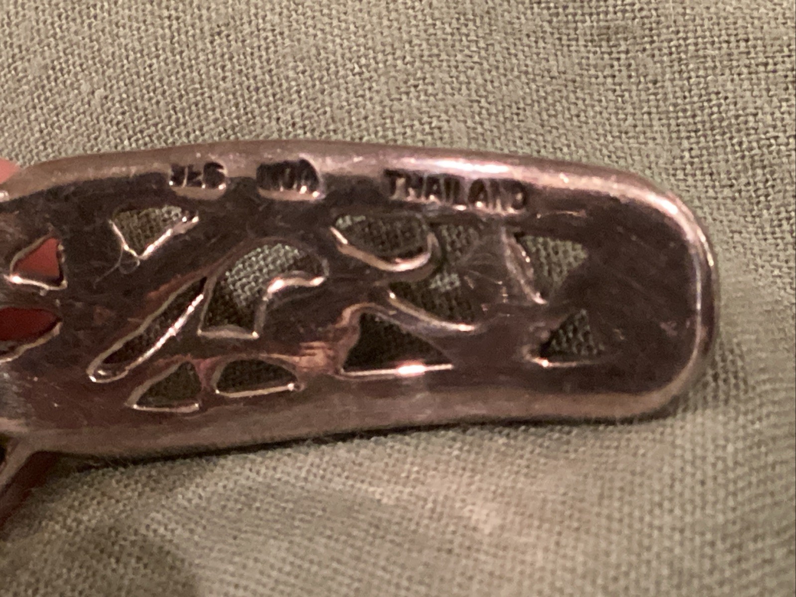 STERLING SILVER RHODONITE STATEMENT  Filigree Cuf… - image 5