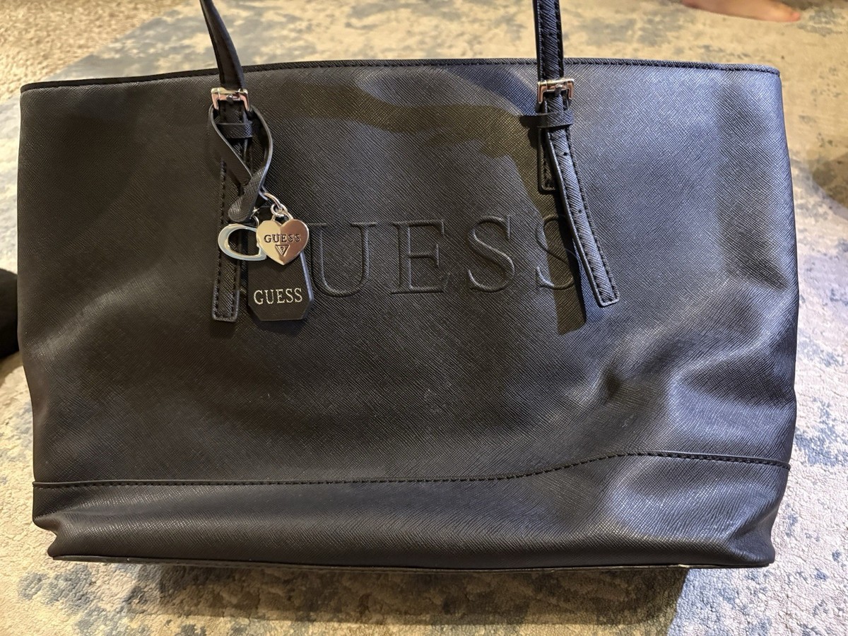 GUESS Black Shoulder Bag Large Tote Handbag Authentic