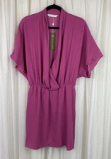 Trina Turk Women's Sz M Pink Concourse Surplice Blouson Mini Dress New $258