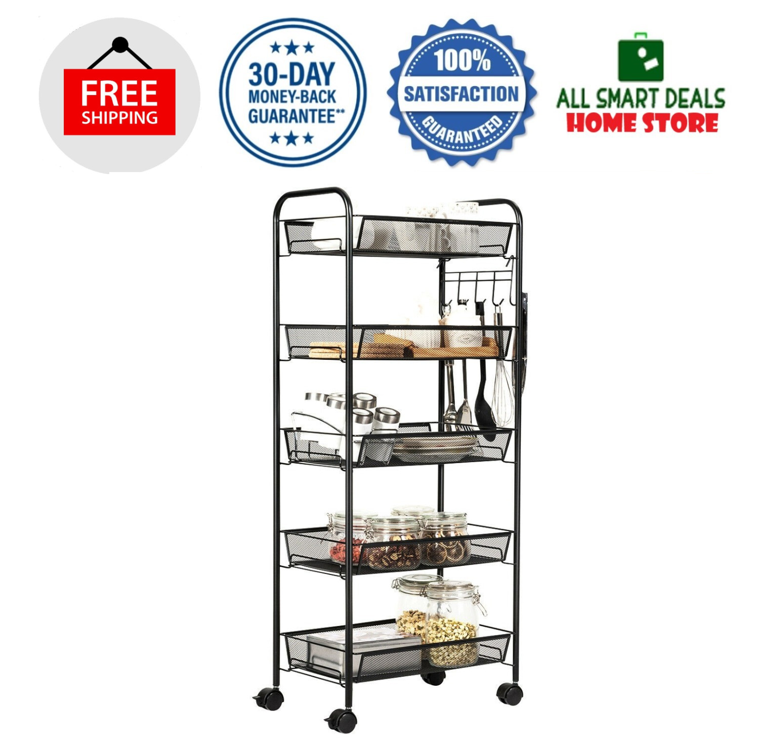 Carro Rack De Almacenamiento Para Cocina Grande Frutero Multifuncional 5 Niveles