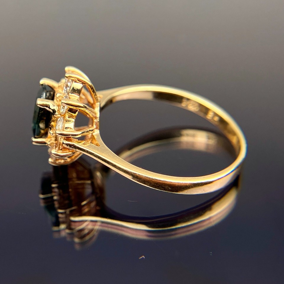 EFFY BH 14k Diamond & Sapphire Diana-Style Halo Yellow Gold Ring Size 6 ...