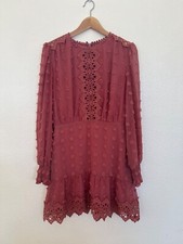 LULU’s pink sheath sheer lace long-sleeve mini dress MEDIUM
