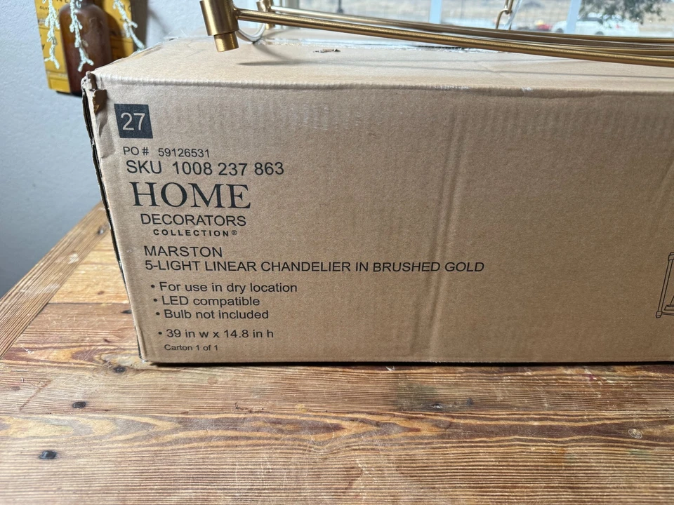 Lámpara de araña decoradora del hogar 5 luces en oro cepillado Foto 4 de 4