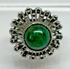 Vintage Eilat Ring Israel Sterling Silver Adjustable Braid Bead Yemeni