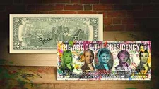 TRUMP " ART OF THE PRESIDENCY " on GENUINE Tender $2 Bill HAND-SIGNED Rency ART 