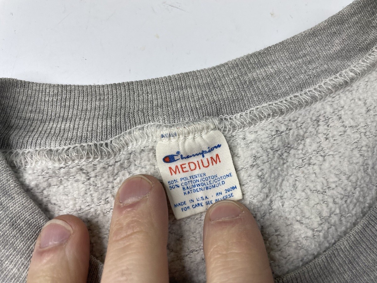 Vintage Champion Sweatshirt USA 50/50 Blend Crewneck Heather Gray