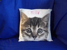 KITTEN "MEOW" PHOTO DESIGN CUSHION COVER WITH INSERT 50CM X 50CM
